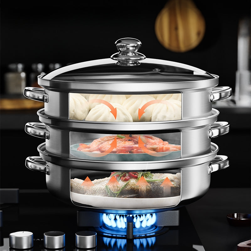 NutriSteam | 3-Tier Stainless Steel Steamer – Healthy Cooking Made Easy