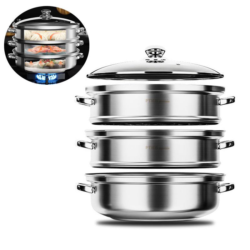 NutriSteam | 3-Tier Stainless Steel Steamer – Healthy Cooking Made Easy