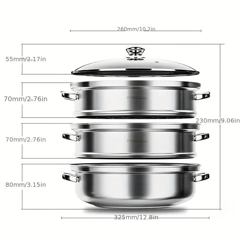 NutriSteam | 3-Tier Stainless Steel Steamer – Healthy Cooking Made Easy