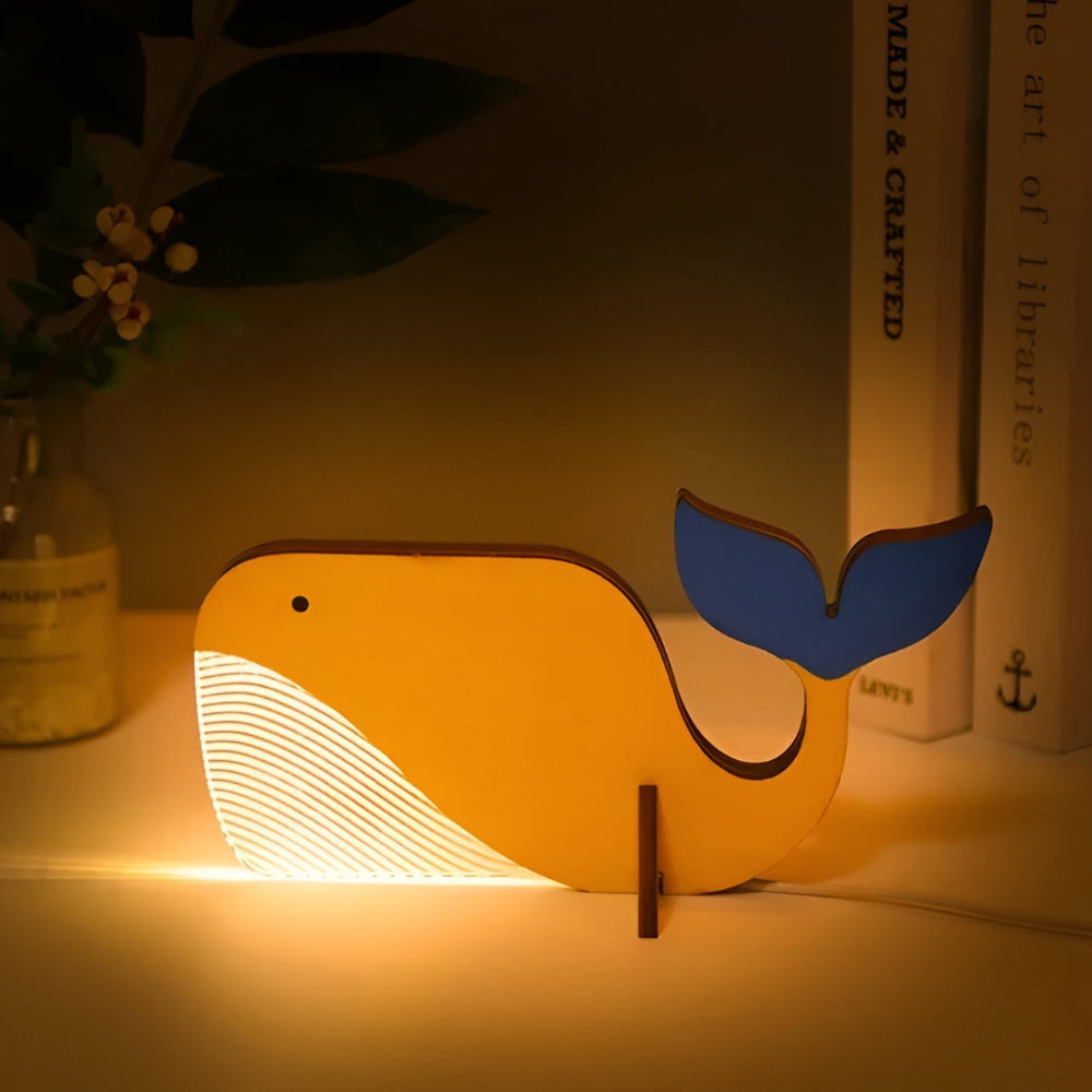Wooden Animal Table Lamp – Cute Decorative Night Light for Kids’ Rooms