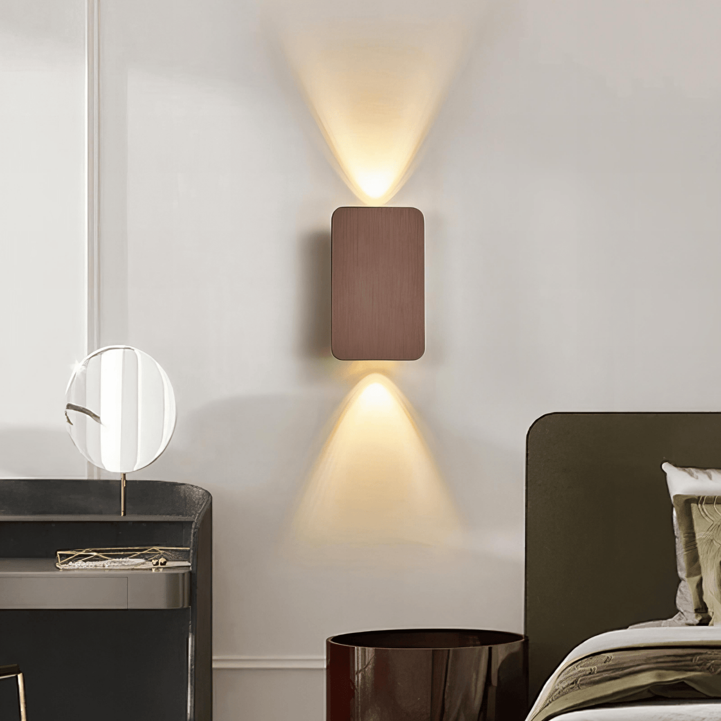 Radiara – Minimalist Wooden LED Wall Light with Adjustable Lighting