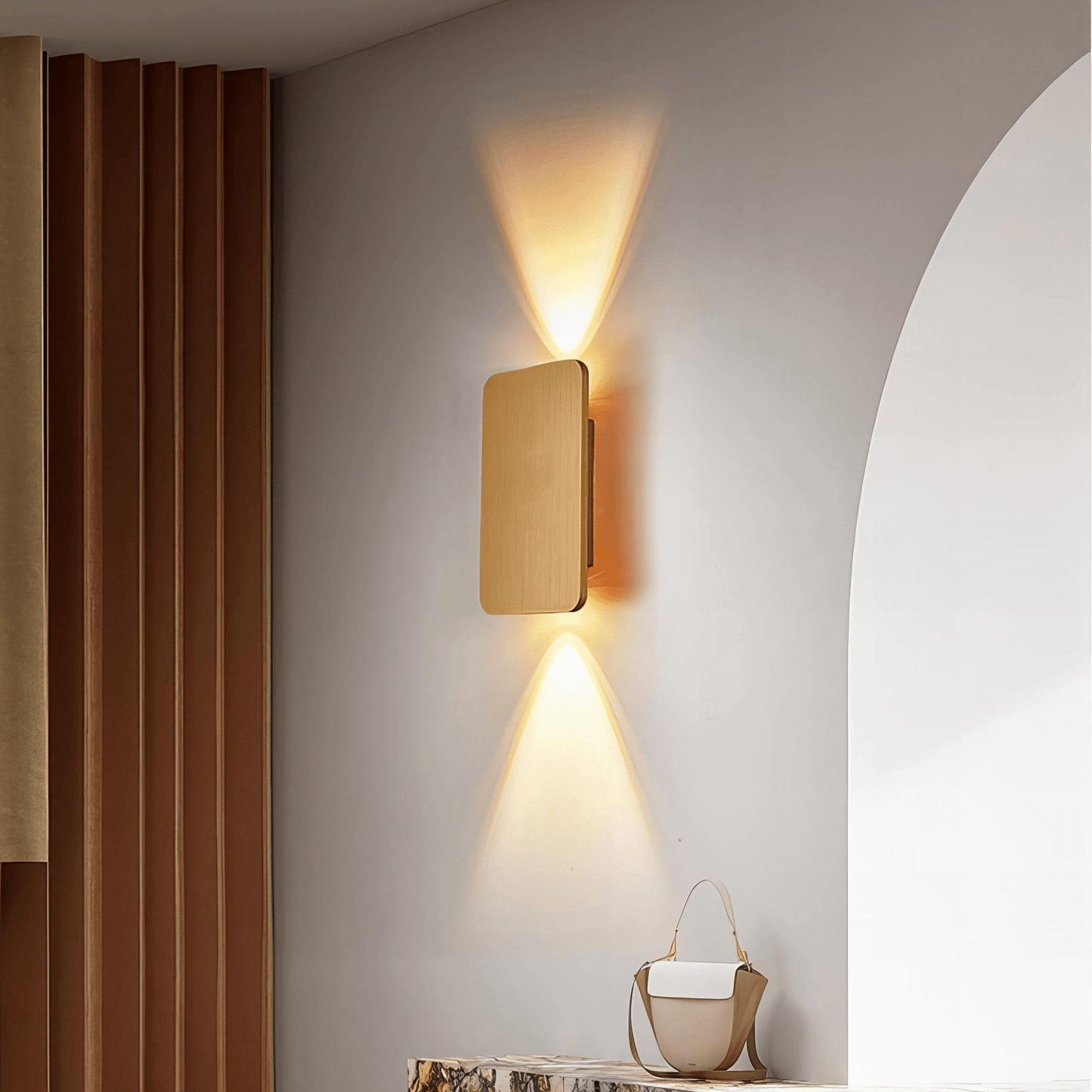 Radiara – Minimalist Wooden LED Wall Light with Adjustable Lighting