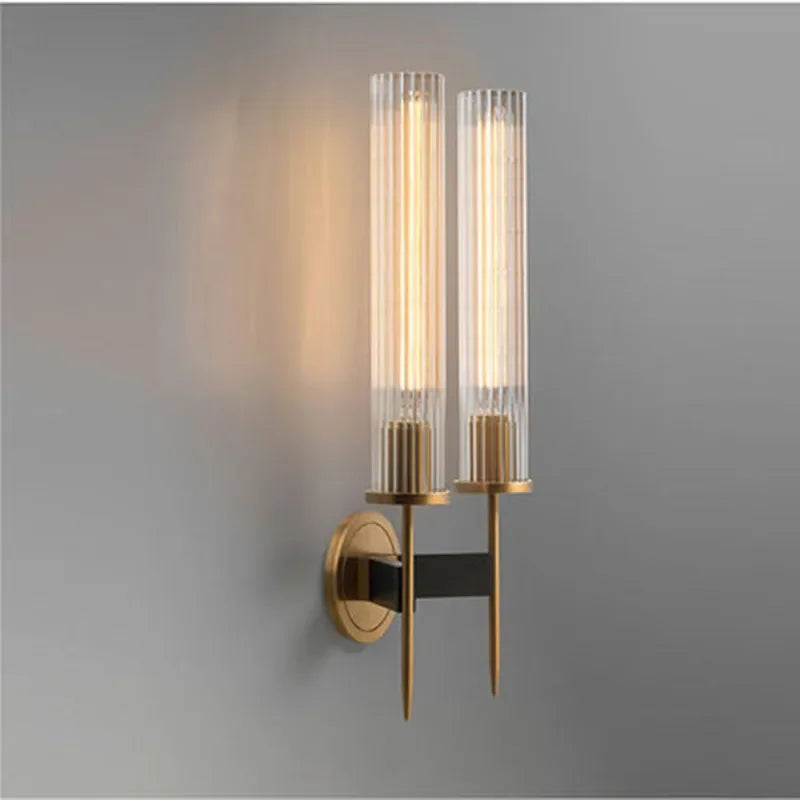 Möni | Modern Wall Lamp with Ribbed Glass and Brass Finish